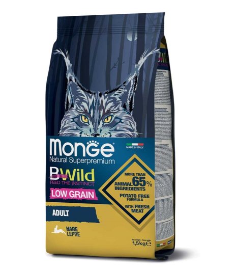 MONGE GATTO BWILD LOW GRAIN ADULT LEPRE 1,5KG