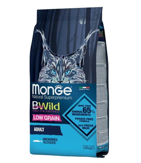 MONGE GATTO BWILD LOW GRAIN ADULT ACCIUGHE 1,5KG