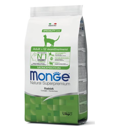 MONGE GATTO SPECIALITY MONOPROTEICO ADULT CONIGLIO 1,5KG
