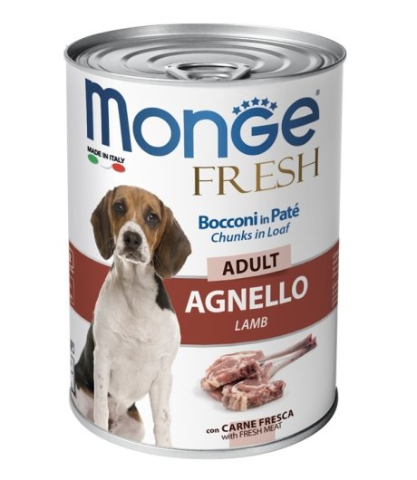 MONGE CANE FRESH ADULT PATE' AGNELLO 400GR (lattina) MONGE CANE FRESH ADULT PATE' AGNELLO 400GR (lattina)