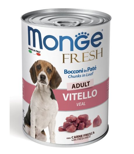 MONGE CANE FRESH ADULT PATE' VITELLO 400GR (lattina) MONGE CANE FRESH ADULT PATE' VITELLO 400GR (lattina)
