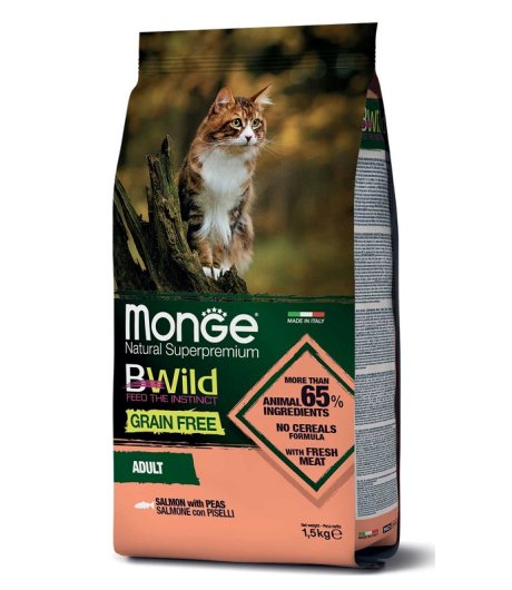 MONGE GATTO BWILD GRAIN FREE ADULT SALMONE 1,5KG