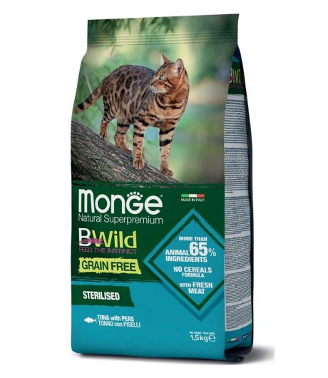 MONGE GATTO BWILD STERILISED TONNO PISELLI 1,5KG