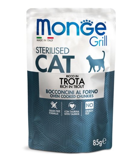 MONGE GATTO GRILL STERILISED TROTA 85GR (bustina)