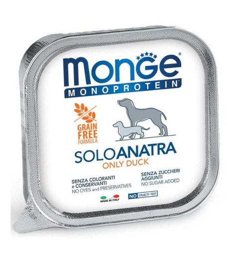 MONGE CANE MONOPROTEICO SOLO ANATRA 150GR (vaschetta)