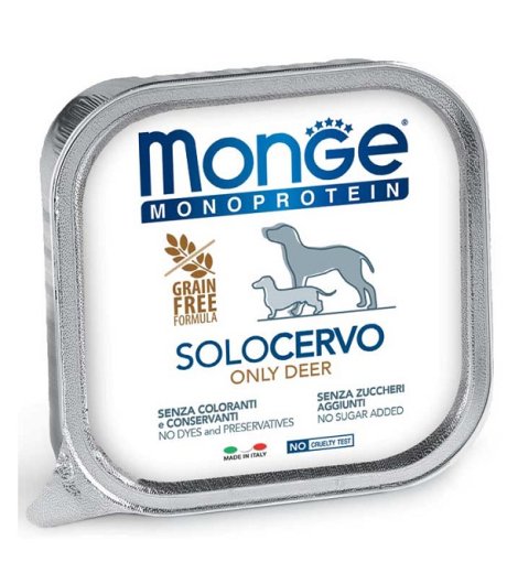MONGE CANE MONOPROTEICO SOLO CERVO 150GR (vaschetta)