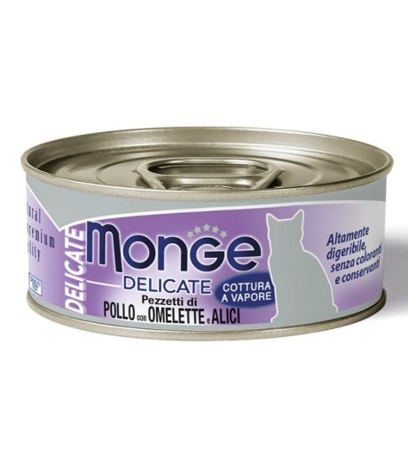 MONGE GATTO DELICATE POLLO OMELETTE ACCIUGHE 80GR (lattina)