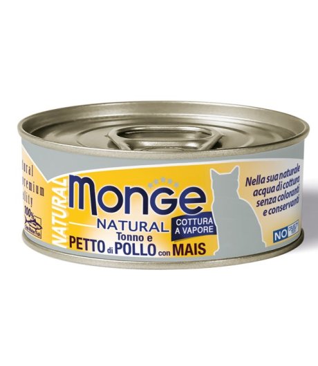 MONGE GATTO NATURAL PETTO POLLO MAIS 80GR (lattina)