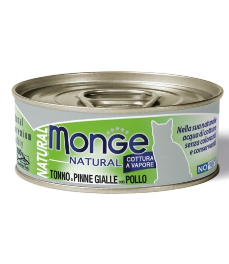 MONGE GATTO NATURAL TONNO PINNE GIALLE POLLO 80GR (lattina)