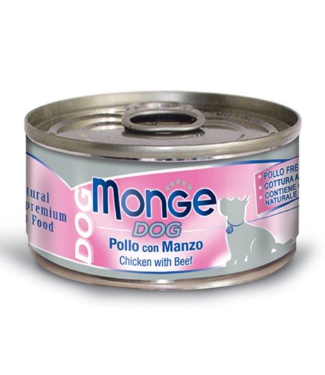 MONGE CANE NATURAL POLLO MANZO 95GR (lattina)