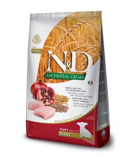 FARMINA N&D ANCESTRAL CANE MINI PUPPY POLLO MELOGRANO 800GR