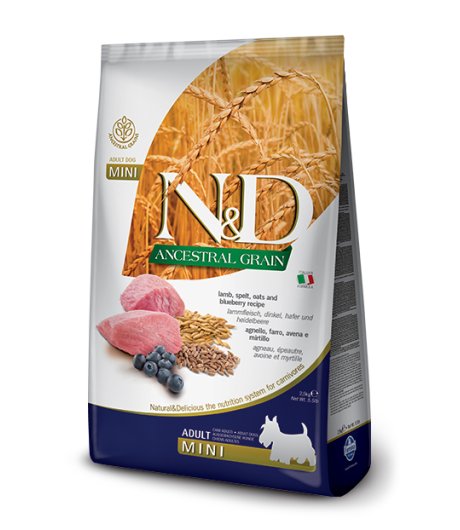 FARMINA N&D ANCESTRAL CANE MINI ADULT AGNELLO MIRTILLO 800GR