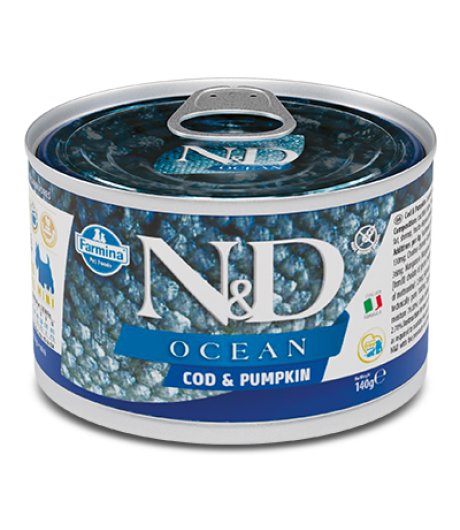 FARMINA N&D OCEAN CANE MINI ADULT MERLUZZO ZUCCA 140GR (lattina)