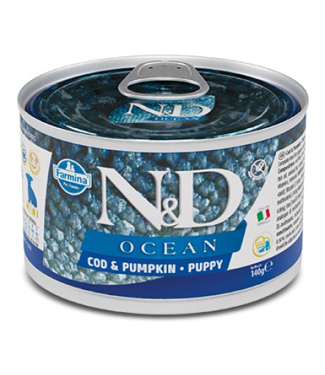 FARMINA N&D OCEAN CANE MINI PUPPY MERLUZZO ZUCCA 140GR (lattina)