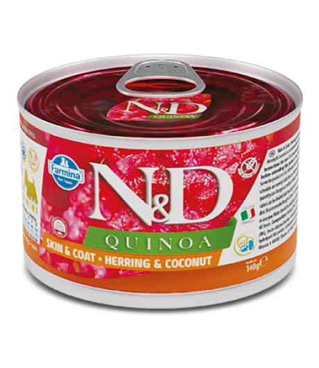 FARMINA N&D QUINOA CANE SKIN & COAT MINI ADULT ARINGA COCCO 140GR (lattina)