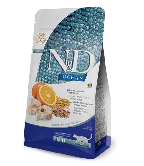 FARMINA N&D OCEAN GATTO ADULT MERLUZZO ARANCIA AVENA 1,5KG