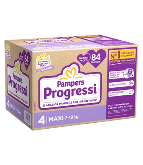 PAMPERS PROGRESSI TAGLIA 4 MAXI - 7-18KG CONFEZIONE DA 84 PANNOLINI