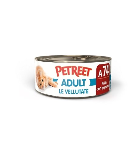 PETREET GATTO ADULT A74 VELLUTATE POLLO PEPERONI 70GR (lattina)