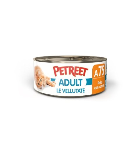 PETREET GATTO ADULT A75 VELLUTATE POLLO CAROTE 70GR (lattina)
