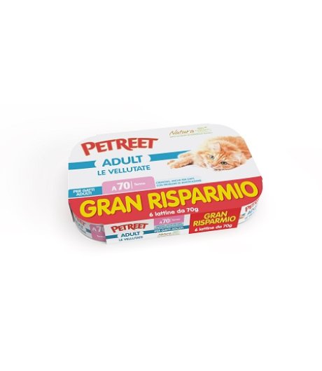 PETREET GATTO ADULT VELLUTATE A70 GRAN RISPARMIO TONNO 6x70GR (lattina) MULTIPACK