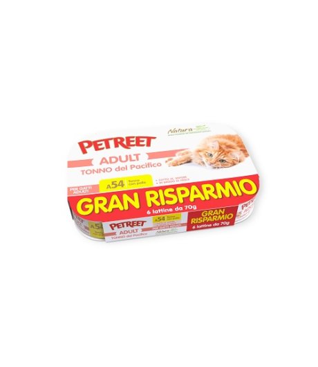 PETREET GATTO ADULT A54 TONNO DEL PACIFICO CON POLLO 6X70GR (lattina) MULTIPACK