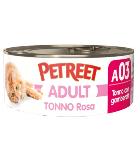 PETREET GATTO ADULT A03 TONNO ROSA GAMBERETTI 70GR (lattina)