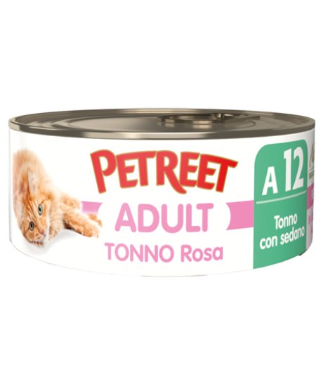 PETREET GATTO ADULT A12 TONNO ROSA SEDANO 70GR (lattina)