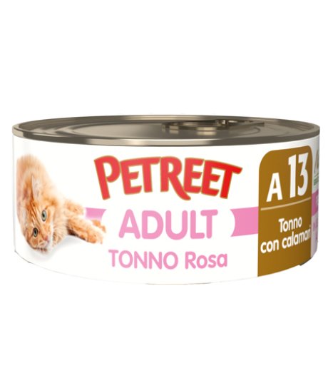 PETREET GATTO ADULT A13 TONNO ROSA CALAMARI 70GR (lattina)