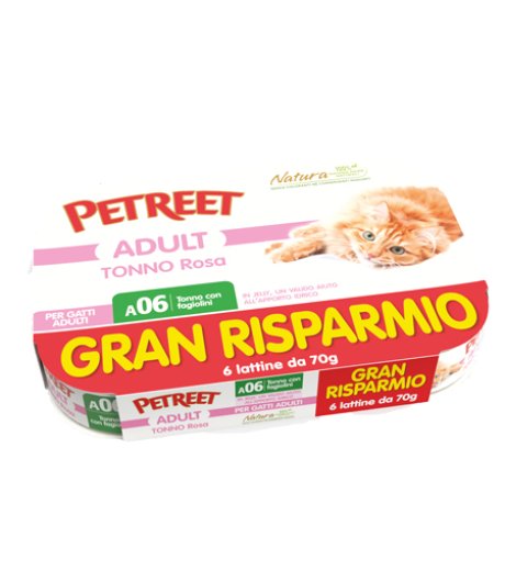 PETREET GATTO ADULT A06 TONNO ROSA FAGIOLINI 6x70GR (lattina) MULTIPACK PETREET GATTO ADULT A06 TONNO ROSA FAGIOLINI 6x70GR (lattina) MULTIPACK