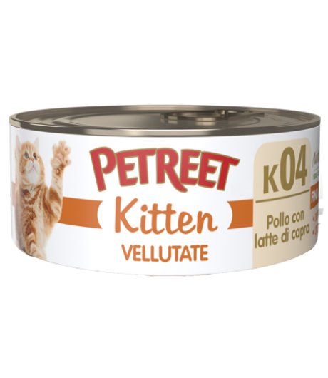 PETREET GATTO KITTEN K04 VELLUTATE POLLO LATTE DI CAPRA 60GR (lattina)