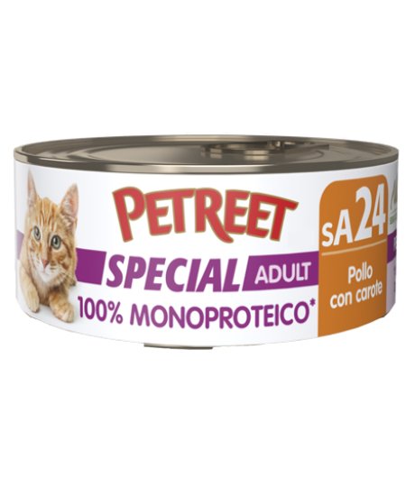 PETREET GATTO SPECIAL ADULT MP24 MONOPROTEICO POLLO CAROTE 60GR (lattina)