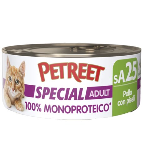 PETREET GATTO SPECIAL ADULT SA25 MONOPROTEICO POLLO PISELLI 60GR (lattina)