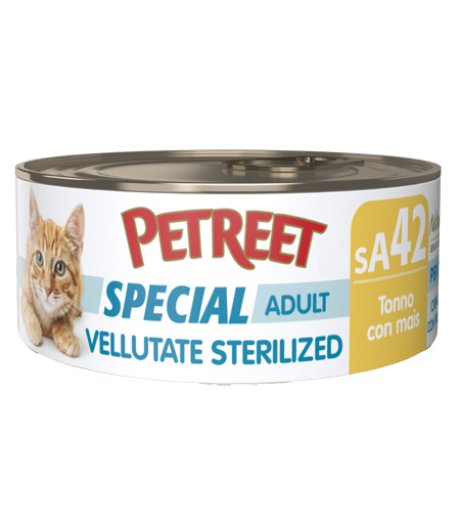 PETREET GATTO SPECIAL ADULT SA42 VELLUTATE STERILIZED TONNO MAIS 70GR (lattina)
