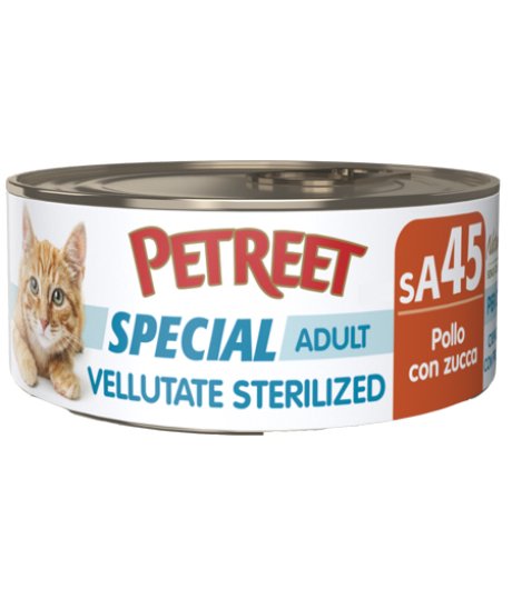 PETREET GATTO SPECIAL ADULT SA45 VELLUTATE STERILIZED POLLO ZUCCA 70GR (lattina)