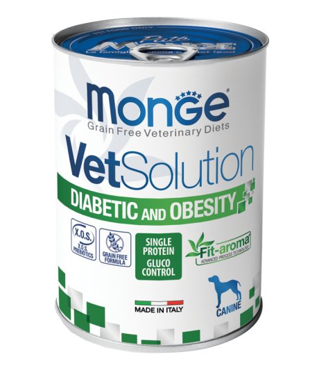 MONGE CANE VET SOLUTION HYPO DIABETIC OBESITY 400GR (lattina)