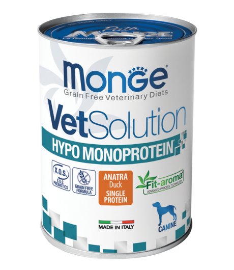 MONGE CANE VETSOLUTION HYPO MONOPROTEICO ANATRA 400GR (lattina)