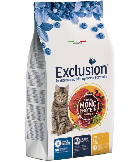 EXCLUSION GATTO MEDITERRANEO MONOPROTEICO NOBLE GRAIN ADULT MANZO 1,5KG