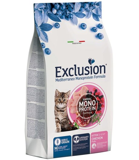 EXCLUSION GATTO MEDITERRANEO MONOPROTEICO NOBLE GRAIN KITTEN POLLO 1,5KG
