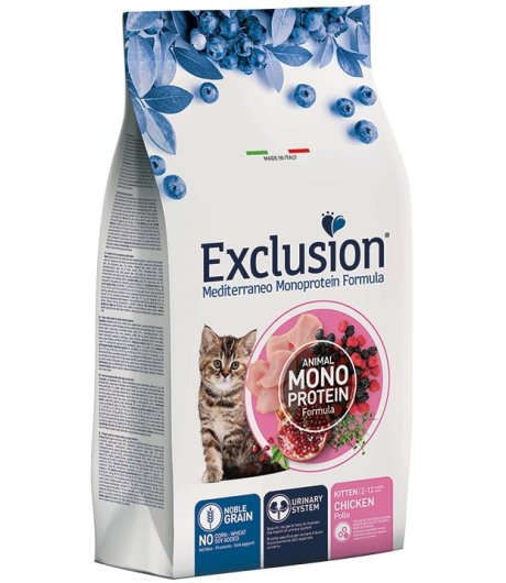 EXCLUSION GATTO MEDITERRANEO MONOPROTEICO NOBLE GRAIN KITTEN POLLO 300GR
