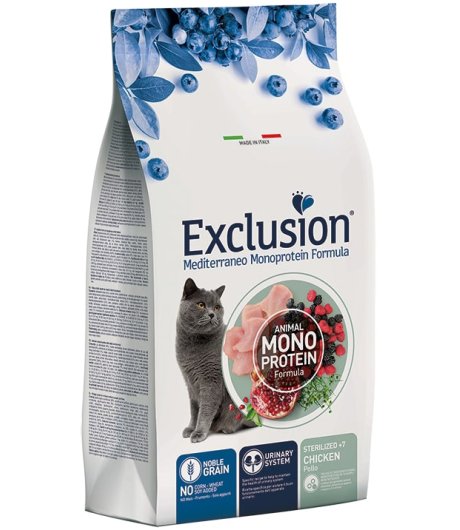 EXCLUSION GATTO MEDITERRANEO MONOPROTEICO NOBLE GRAIN STERILIZED +7 POLLO 300GR