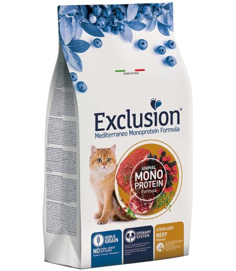 EXCLUSION GATTO MEDITERRANEO MONOPROTEICO NOBLE GRAIN STERILIZED MANZO 1,5KG