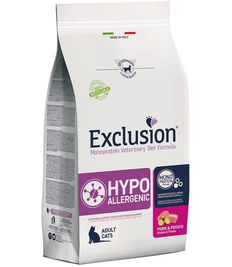 EXCLUSION GATTO DIET HYPOALLERGENIC ADULT MAIALE PATATE 300GR