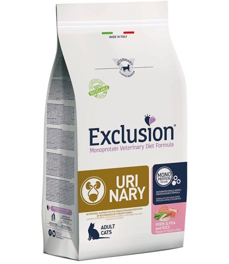 EXCLUSION GATTO DIET URINARY MONOPROTEICO ADULT MAIALE PISELLI RISO 1,5KG