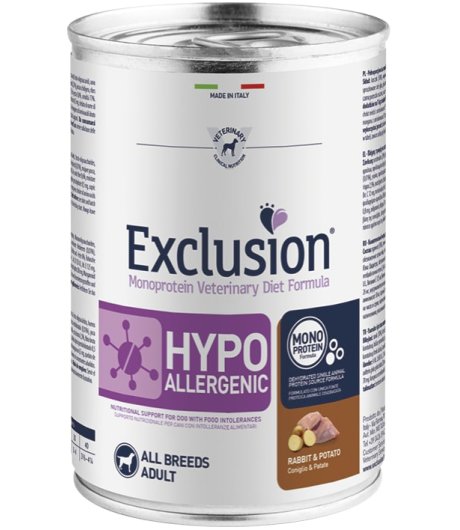 EXCLUSION CANE DIET HYPOALLERGENIC ALL BREEDS ADULT CONIGLIO PATATE 400GR (lattina)