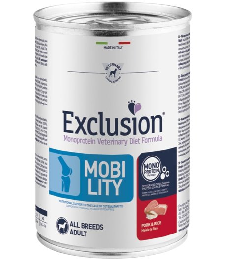 EXCLUSION CANE DIET MOBILITY ALL BREEDS ADULT MAIALE RISO 400GR (lattina)