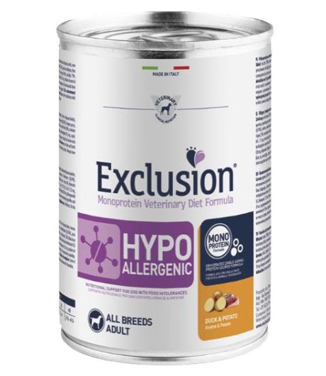 EXCLUSION CANE DIET HYPOALLERGENIC ALL BREEDS ADULT ANATRA PATATE 200GR (lattina)
