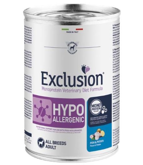 EXCLUSION CANE DIET HYPOALLERGENIC ALL BREEDS ADULT PESCE PATATE 200GR (lattina)