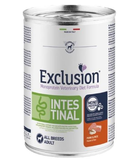 EXCLUSION CANE DIET INTESTINAL ALL BREEDS ADULT MAIALE RISO 200GR (lattina)