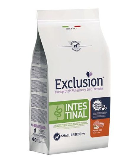 EXCLUSION CANE DIET INTESTINAL SMALL BREED ADULT MAIALE RISO 800GR