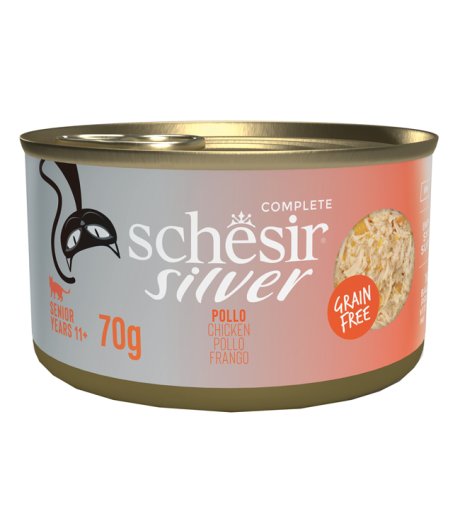 SCHESIR GATTO SILVER GRAIN FREE SENIOR POLLO 70GR (lattina)
